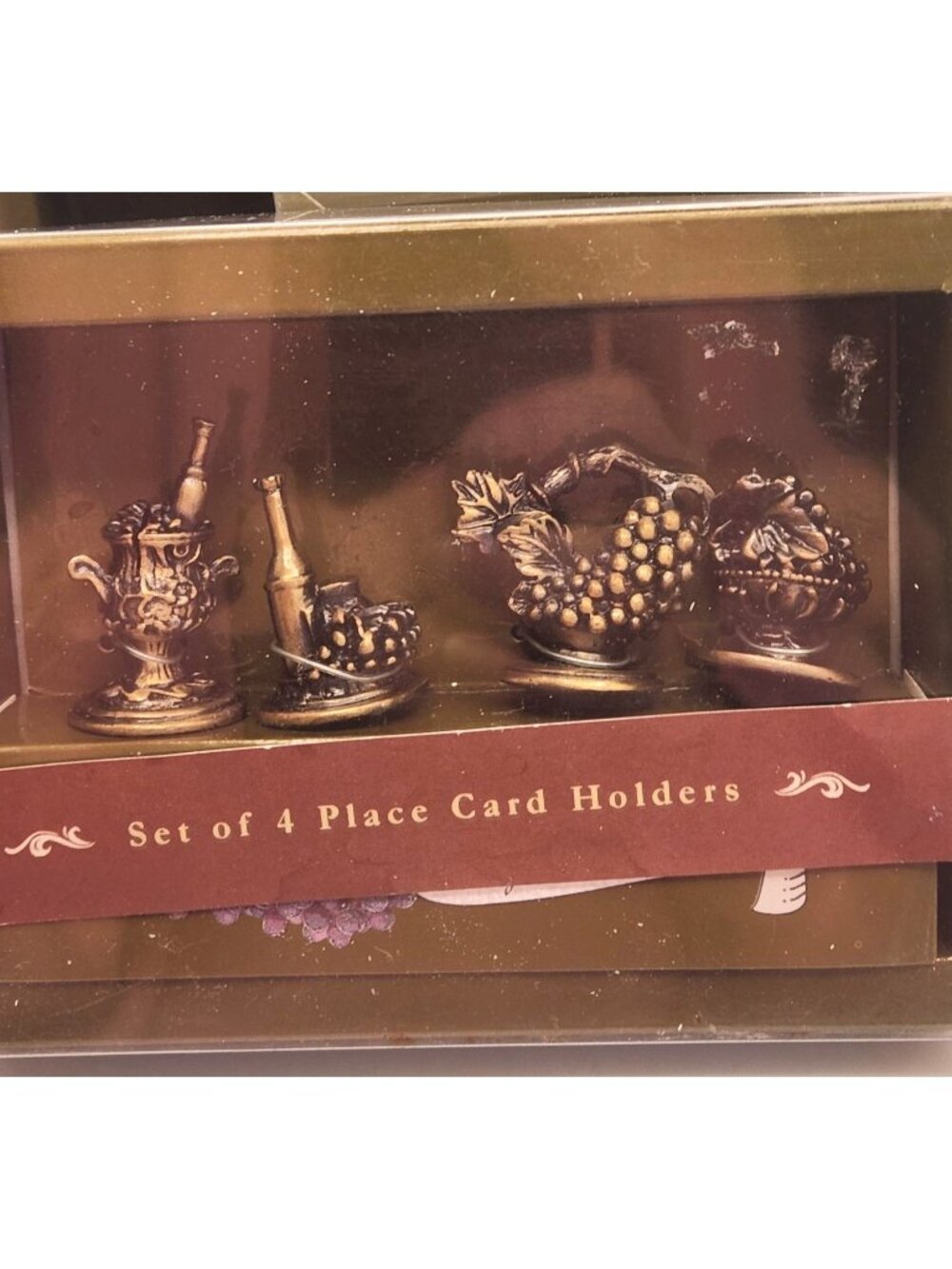 Placecard Holders Bronze Finish Grapes And Wine Theme new 3 boxes